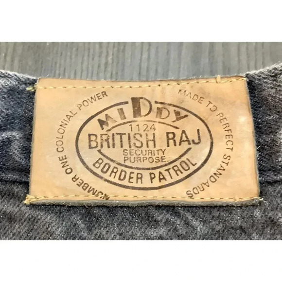 Vintage 80's Middy British Raj Denim Skirt Black Stone Wash Pockets Size 9 Boho - Picture 10 of 10